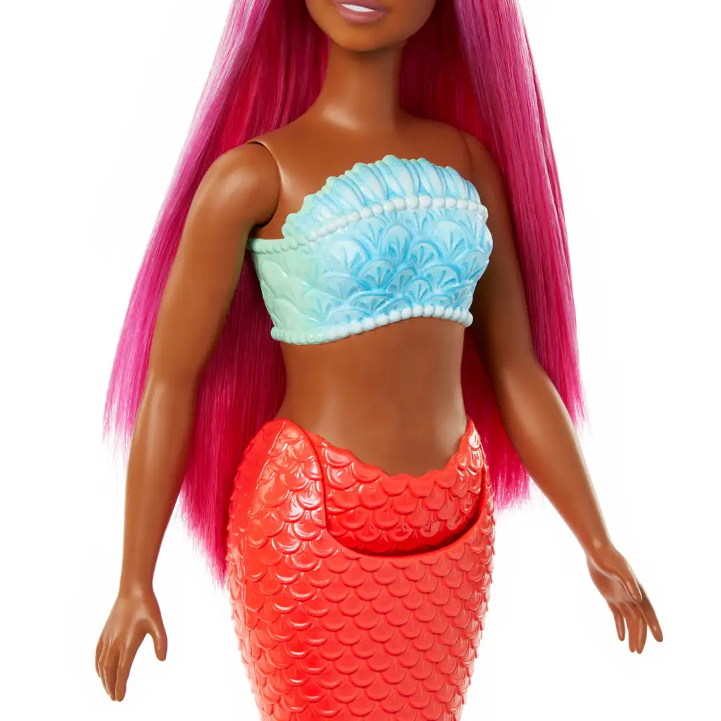 Barbie Dreamtopia: Русалка кукла с розови коси и коралови перки - Mattel изображение 4
