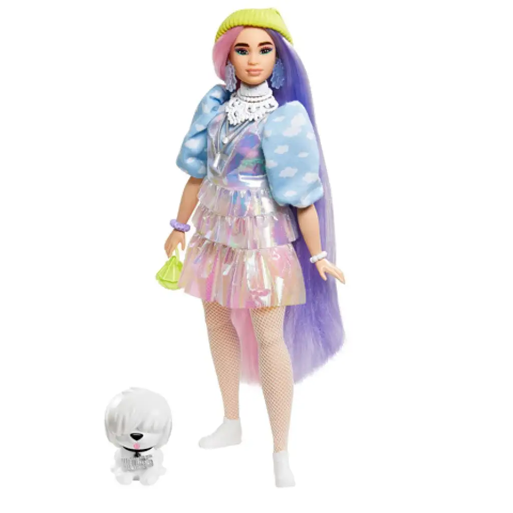 Barbie Extra: Кукла в блестяща рокля с любимец - Mattel изображение 2