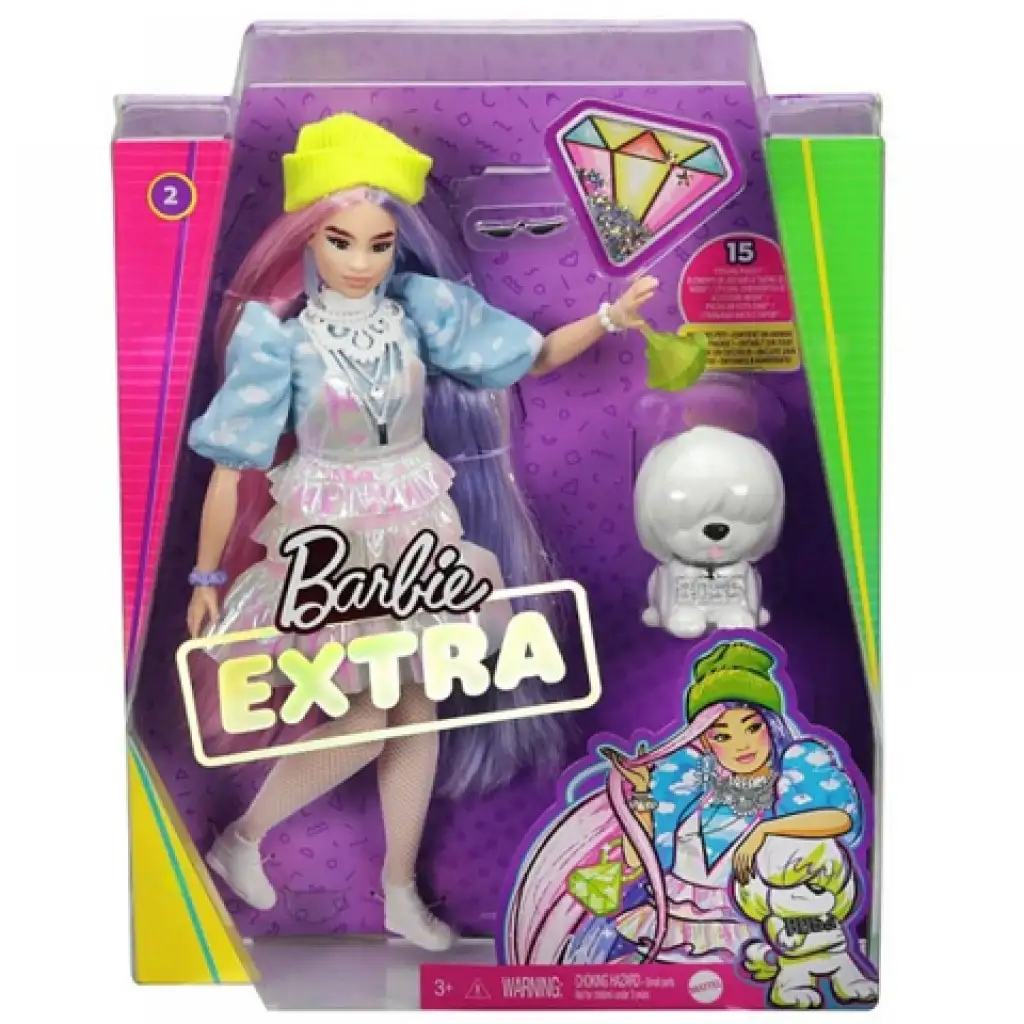 Barbie Extra: Кукла в блестяща рокля с любимец - Mattel изображение 1