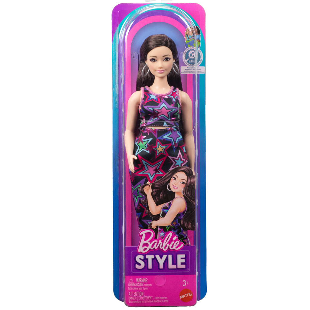 Barbie Fashionista Приятелки стилна модна кукла с рокля с звезден мотив - Mattel изображение 1