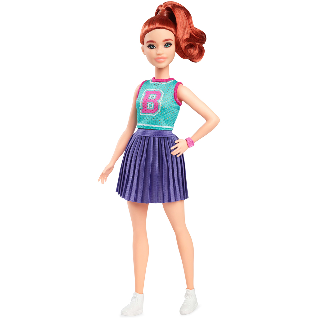 Barbie Fashionista стилна кукла с червена коса в лилава пола - Mattel изображение 2