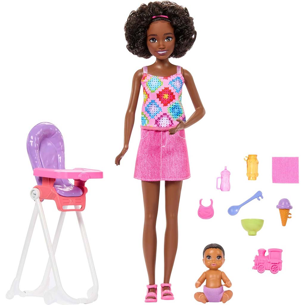 Barbie кукла в розова рокля - комплект за детегледачка - Mattel изображение 2