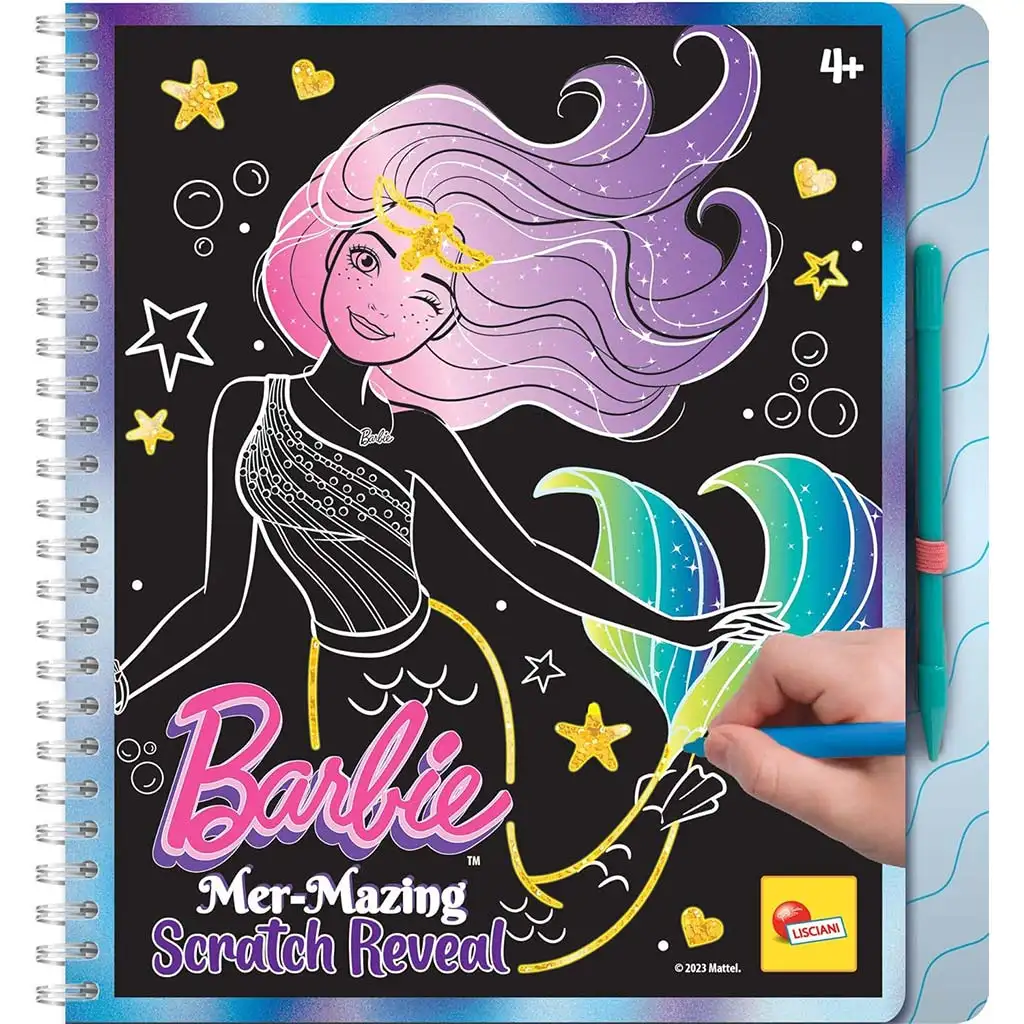 Barbie Mer-Mazing комплект за рисуване с драскане 44 страници - Lisciani изображение 1