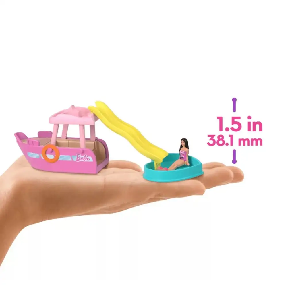 Barbie: Мини BarbieLand превозни средства - Сет за мечтана лодка - Mattel изображение 4