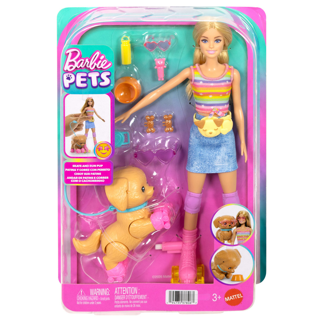 Barbie Разходка с куче на ролери - Руса кукла - Mattel изображение 1