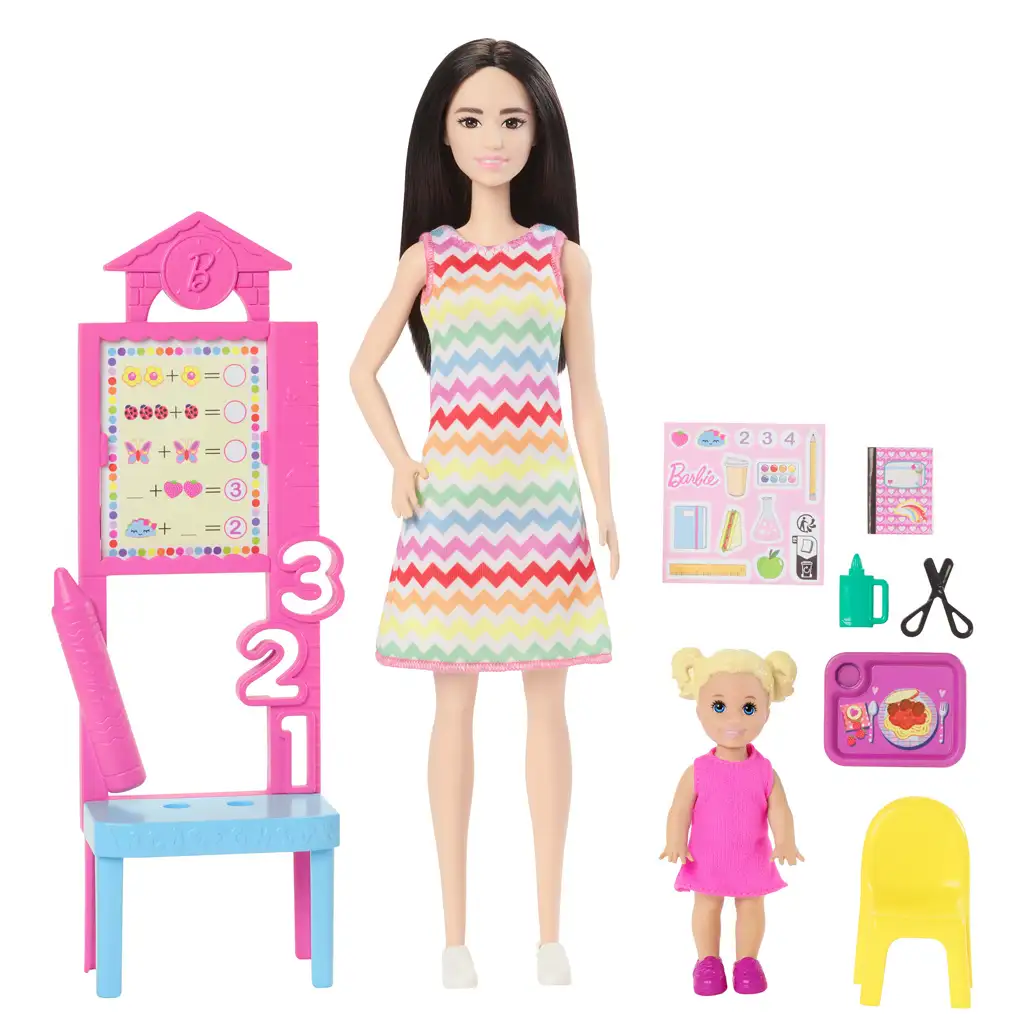 Barbie учителка кариера кукла комплект с малко дете с руса коса - Mattel изображение 2