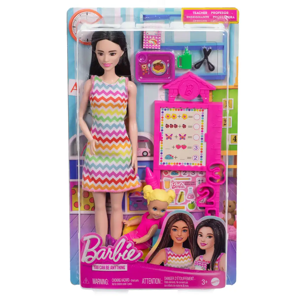 Barbie учителка кариера кукла комплект с малко дете с руса коса - Mattel изображение 1