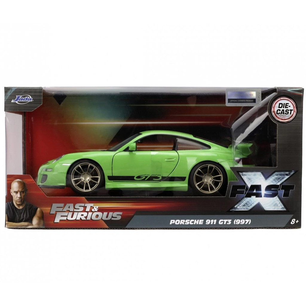 Бързи и яростни: 2007 Porsche 911 GT3 метален автомобилен модел 1/24 - Jada Toys изображение 1