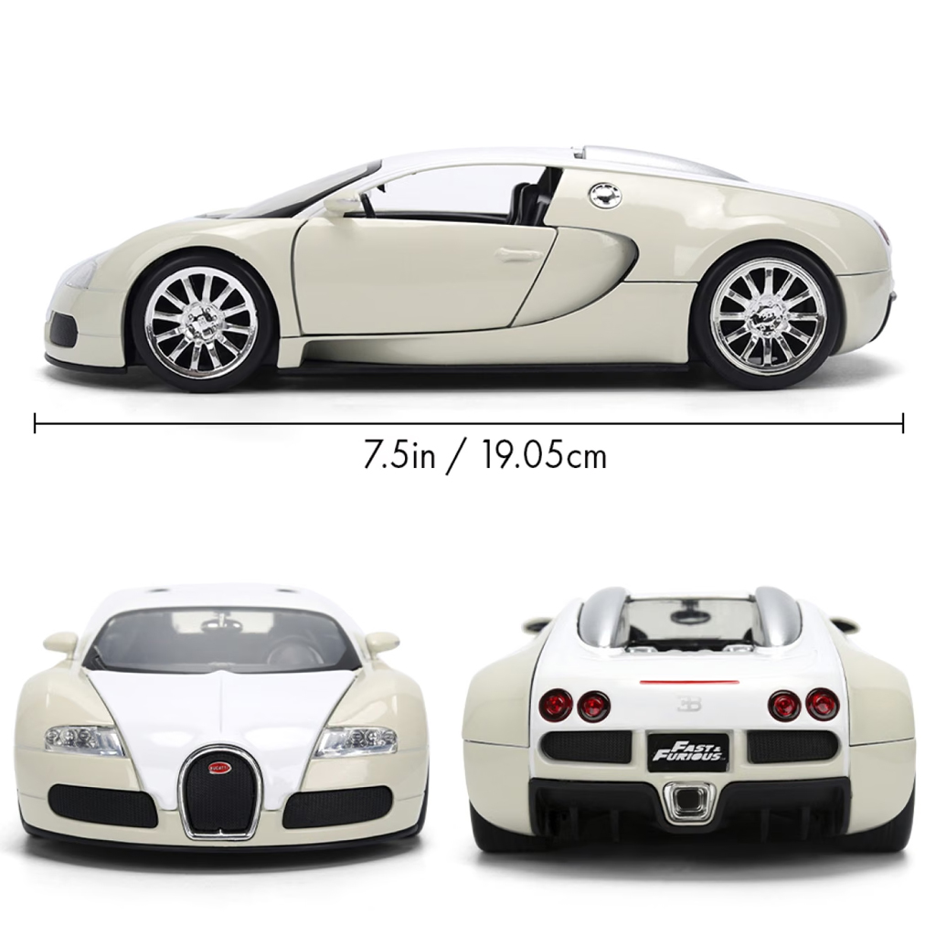 Бързи и яростни: 2011 Bugatti Veyron метален автомобилен модел 1/24 - Jada Toys изображение 4