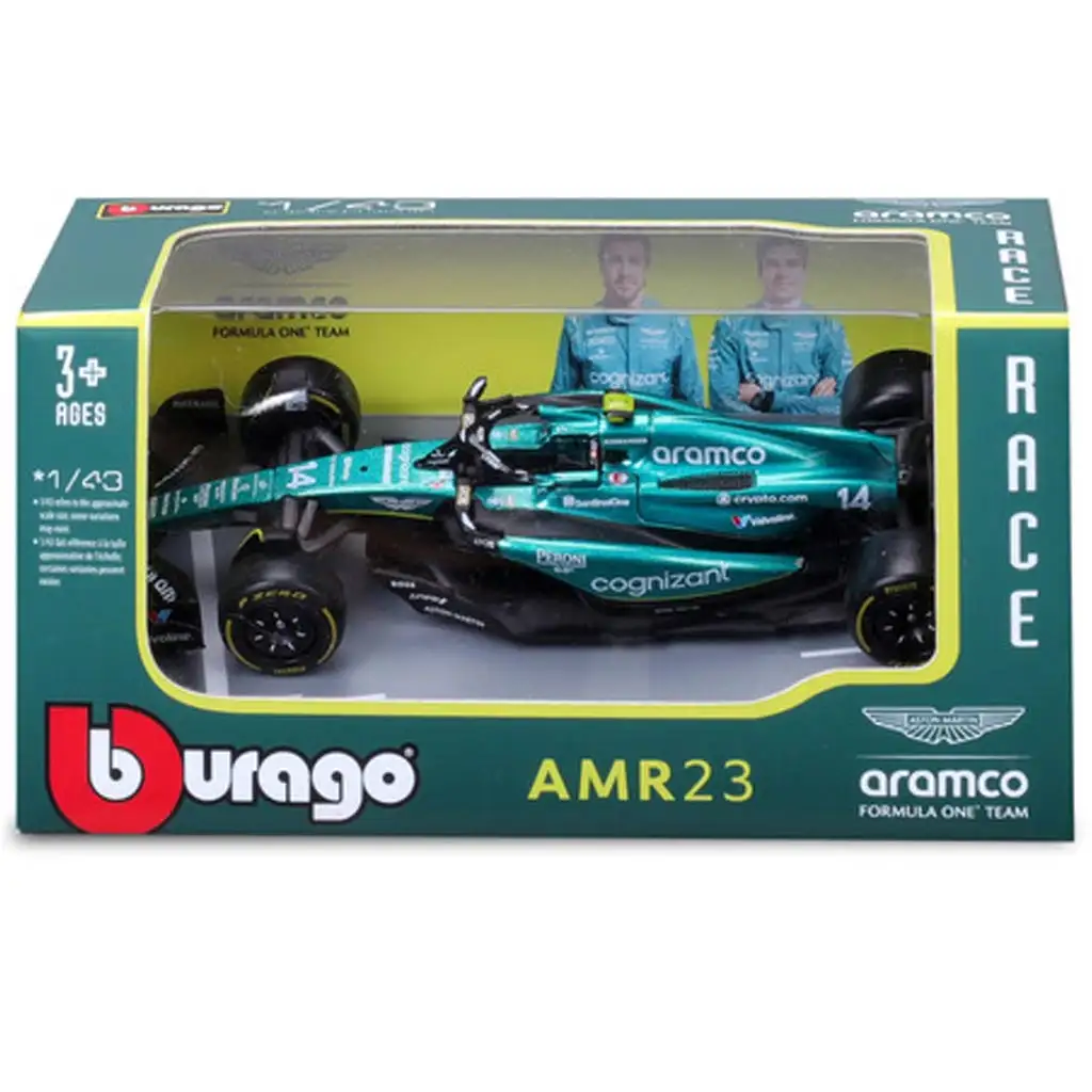 Bburago: Aston Martin AMR23 F1 състезателен автомобил метален автомобилен модел 1/43 (Фернандо Алонсо #14) изображение 4