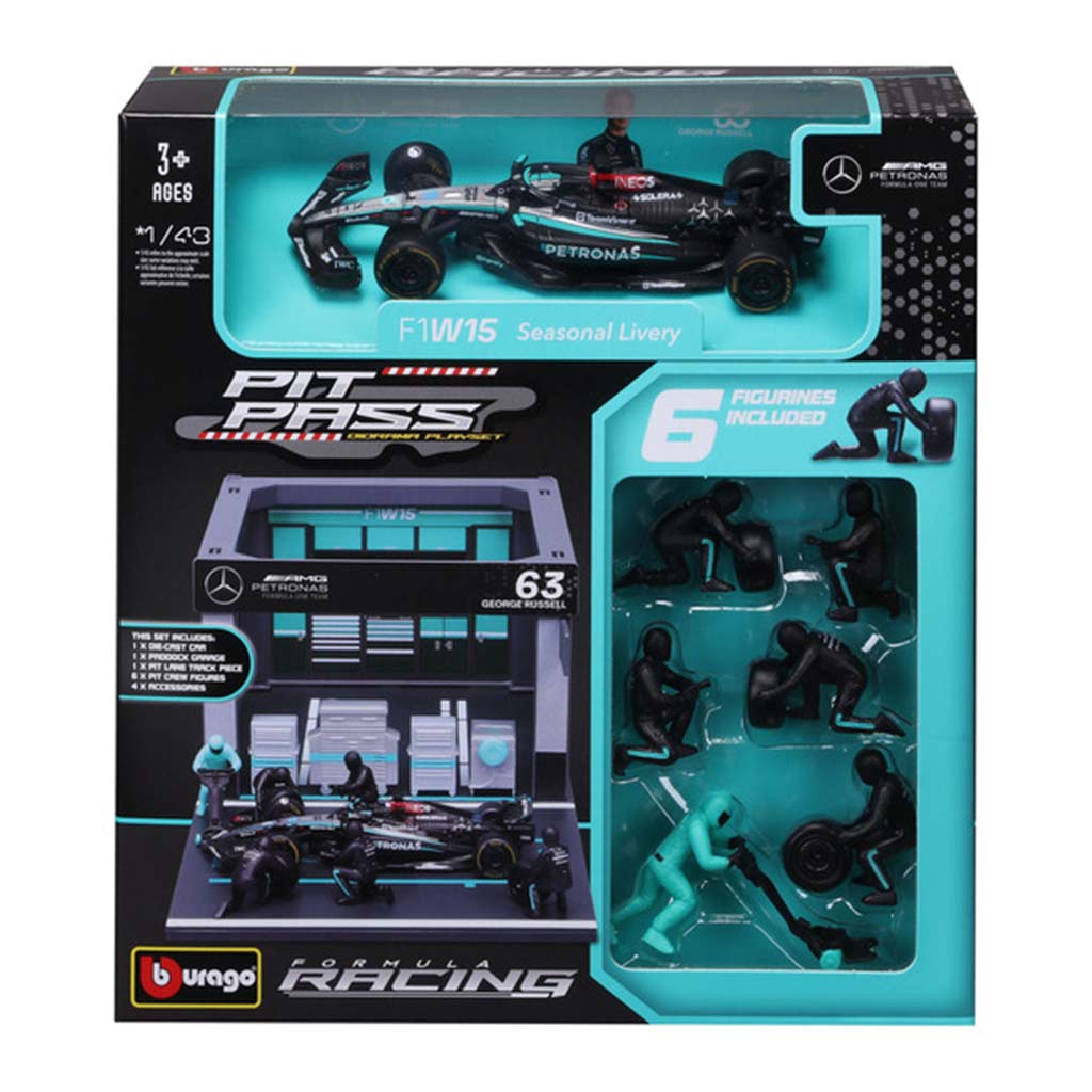 Bburago: F1 състезателен автомобил 1/43 - MB AMG W15 E Performance боксов път изображение 1