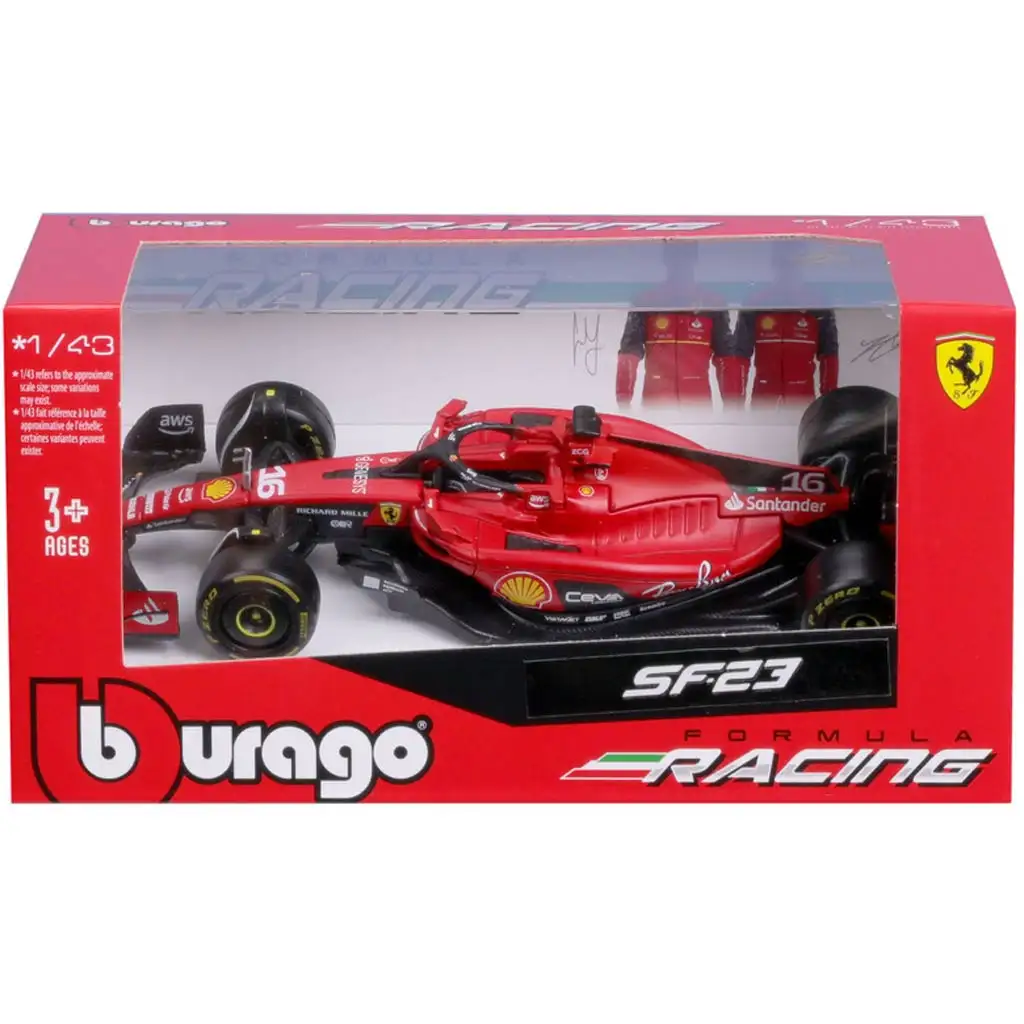 Bburago: Ferrari SF23 F1 състезателен автомобил метален автомобилен модел 1/43 (Шарл Леклер #16) изображение 4