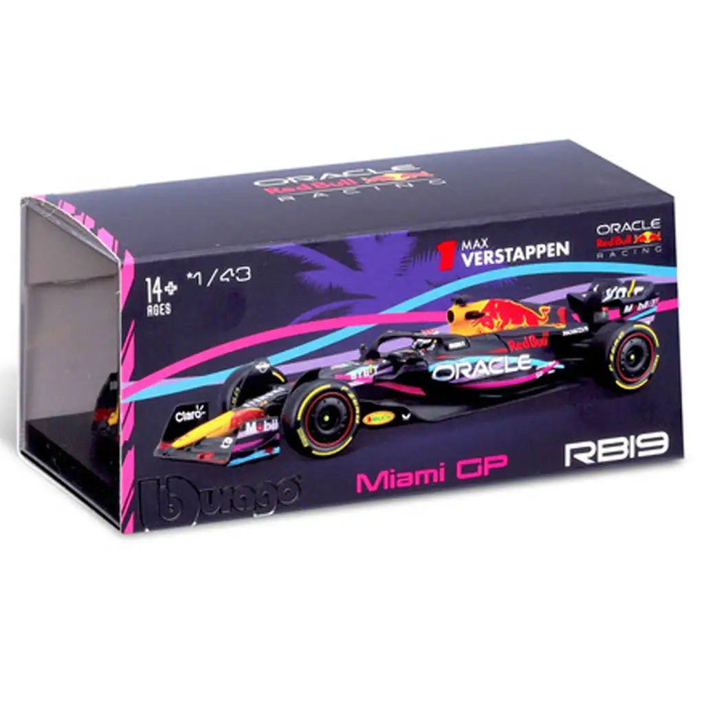 Bburago: Red Bull RB19 F1 състезателен автомобил метален автомобилен модел 1/43 (Макс Верстапен #1, специално издание Маями GP, с каска) изображение 4