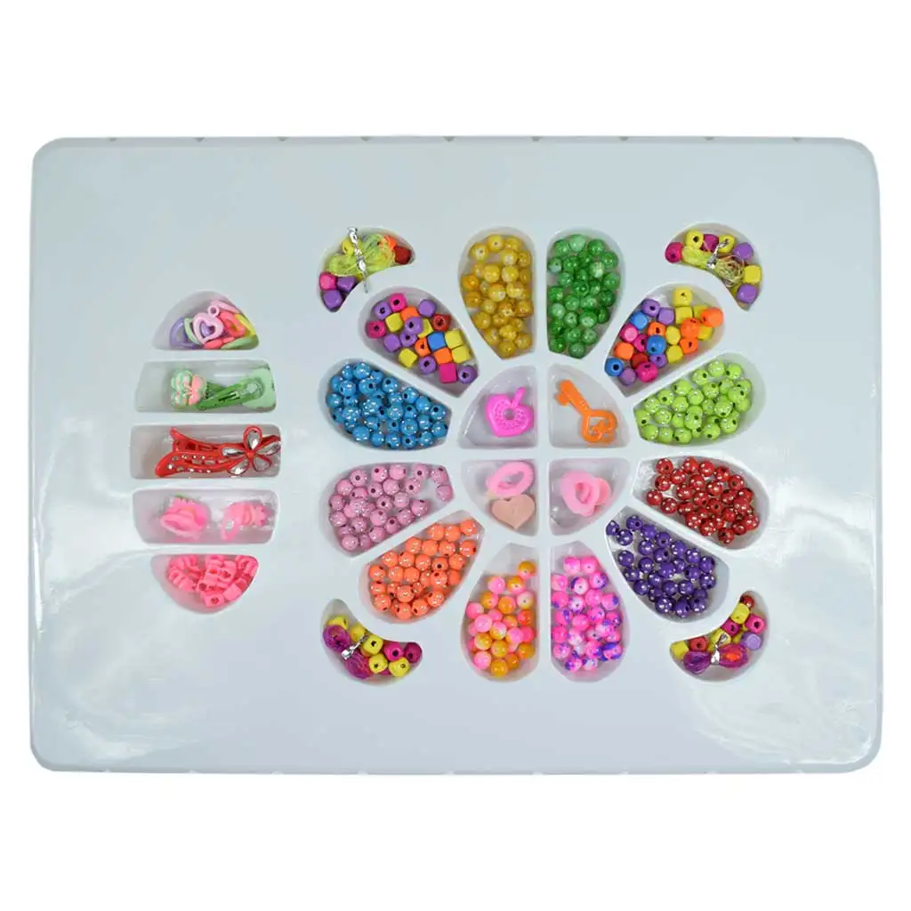 Beads Series: Комплект за изработка на бижута с мъниста, ластик за коса и фиба с 200+ мъниста изображение 2