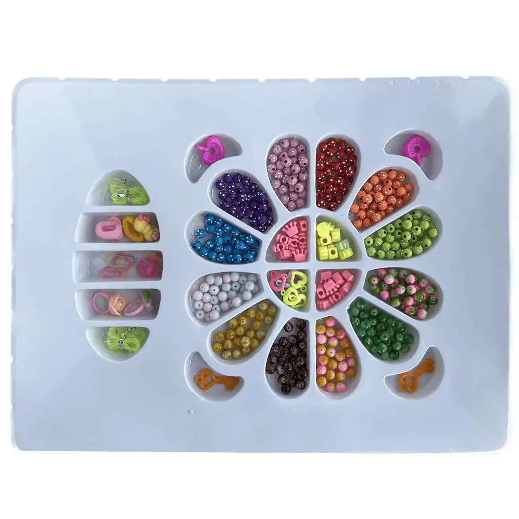 Beads Series: Комплект за изработка на бижута с мъниста, ластик за коса и медальон с 200+ мъниста изображение 2