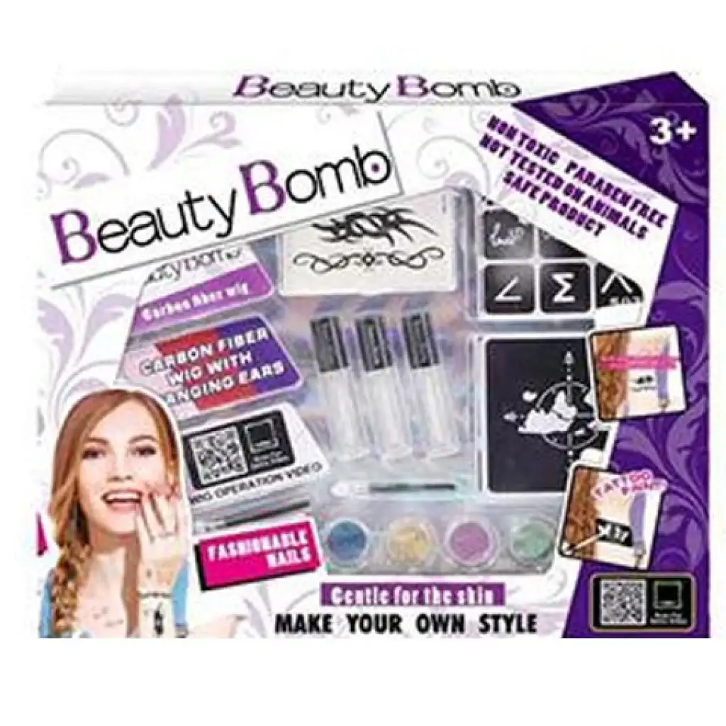 Beauty Bomb Tini голям комплект с блестящи татуировки с цветни кичури изображение 1