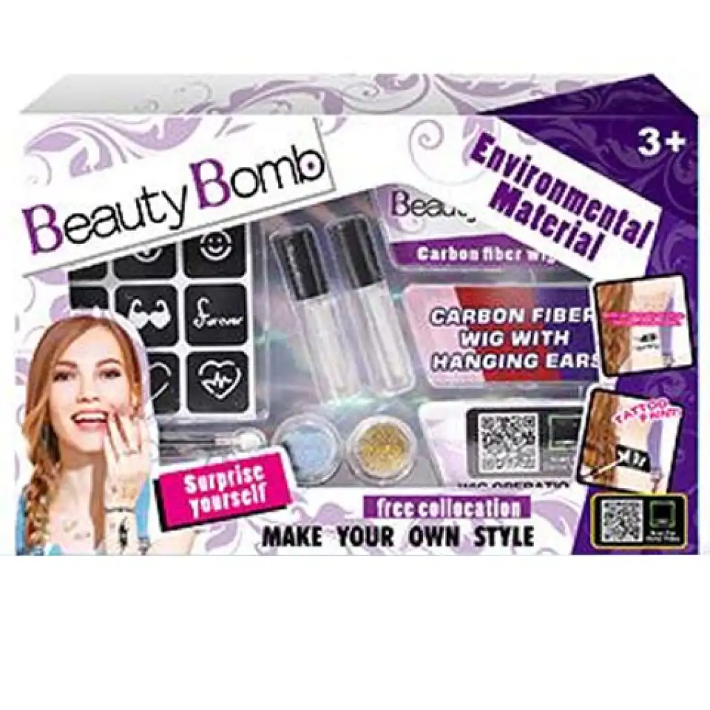 Beauty Bomb Tini комплект с блестящи татуировки с цветни кичури изображение 1