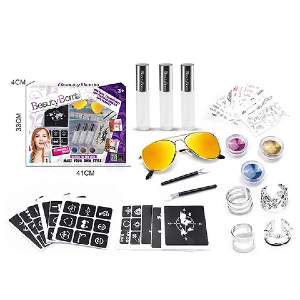 Beauty World: Beauty Bomb блестяща татуировка креативен комплект с очила изображение 2