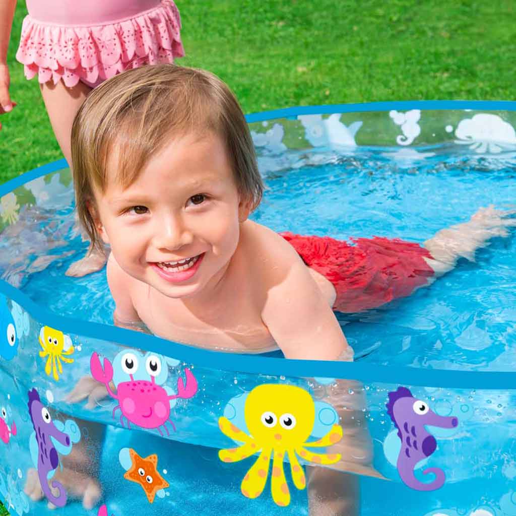 Bestway: Fill 'N Fun Sparkling Sea морски животни с твърди стени детски басейн, Ø 122 x 25 см изображение 4