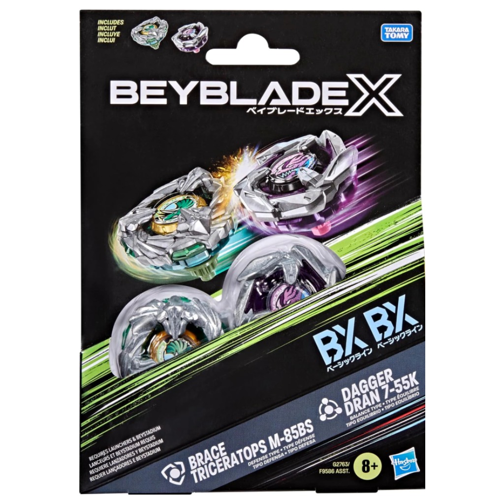 Beyblade X Brace Triceratops M-85BS и Dagger Dran 7-55R комплект за въртене - Hasbro изображение 1