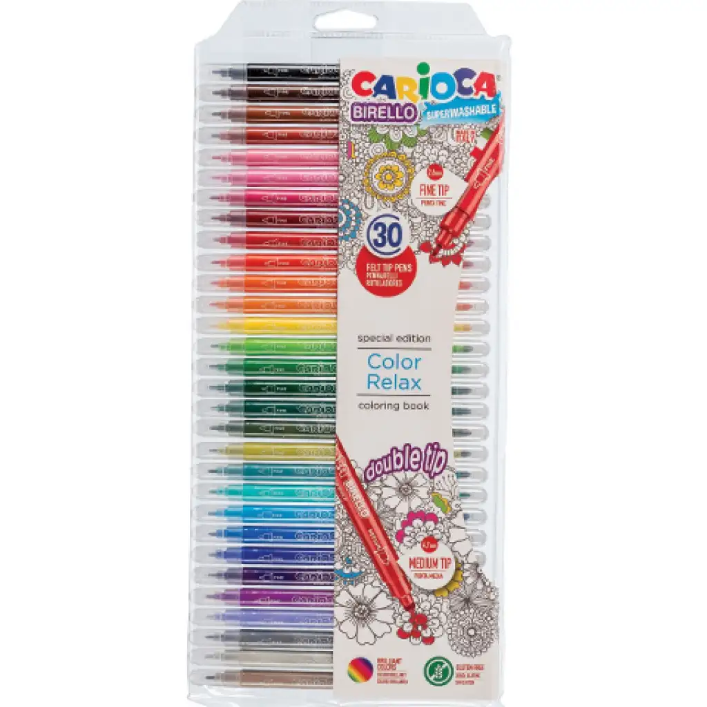 Birello Color Relax двустранен изтриваем флумастер комплект 30бр - Carioca изображение 1