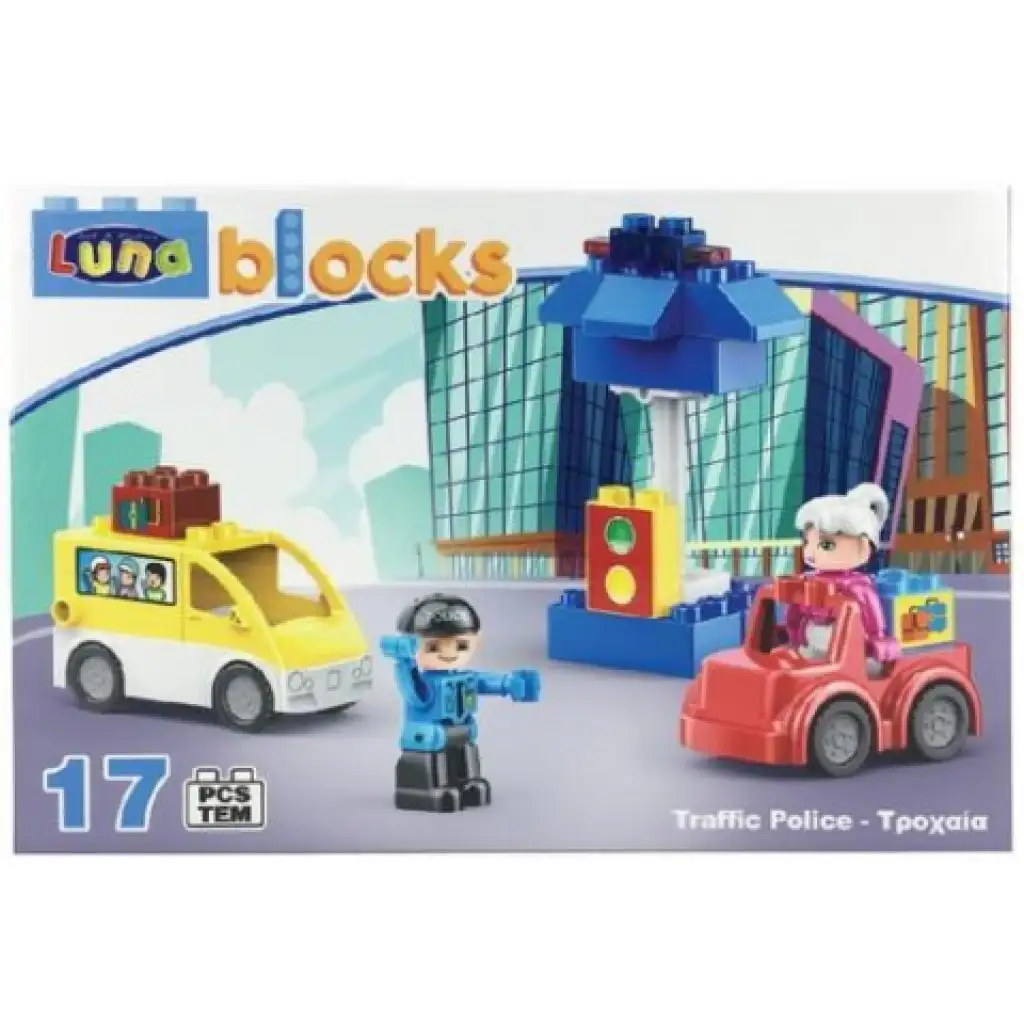 Blocks: Комплект строителни играчки с полицай 17 части изображение 2