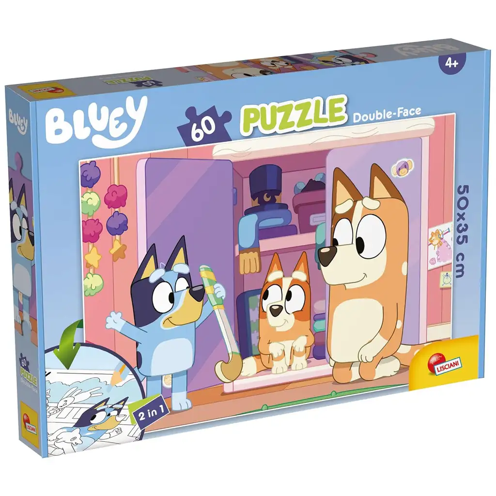 Bluey 2 в 1 60 части пъзел и оцветяване 50x35см - Lisciani изображение 1