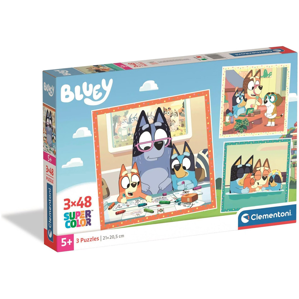 Bluey 3x48бр. Super Color пъзел - Clementoni изображение 1