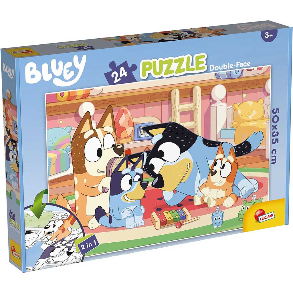 Bluey и приятелите 2 в 1 24бр. пъзел и оцветяване 50x35см - Lisciani изображение 1