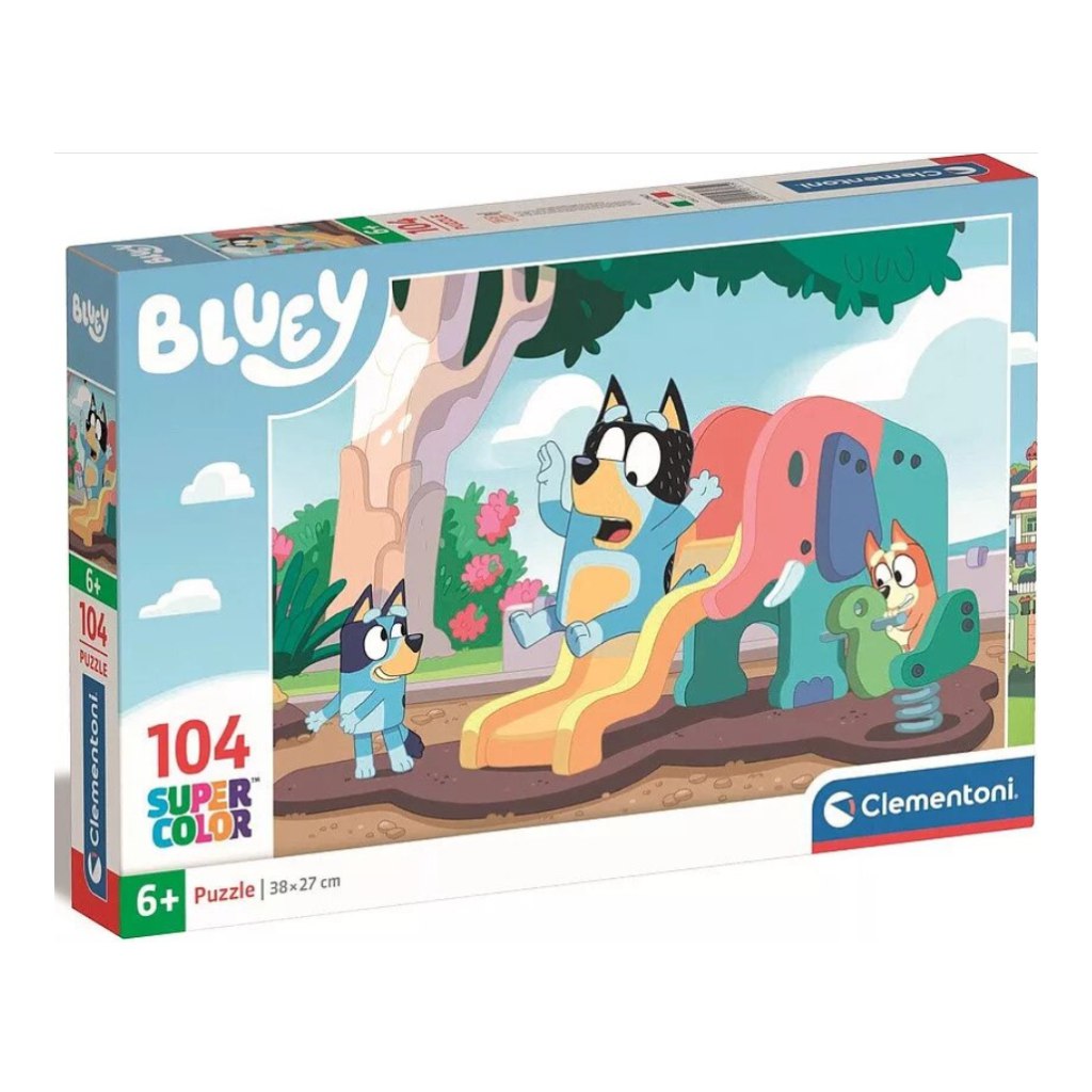 Bluey куче пързаля се 104 части Supercolor пъзел - Clementoni изображение 1