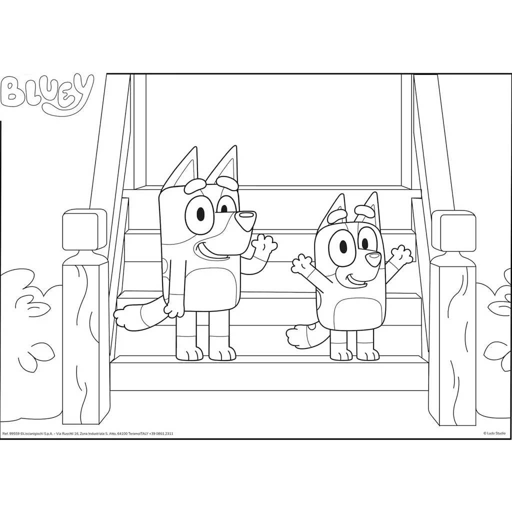 Bluey кученца на стълбите 2 в 1 24 части пъзел и оцветяване 35x25см - Lisciani изображение 3