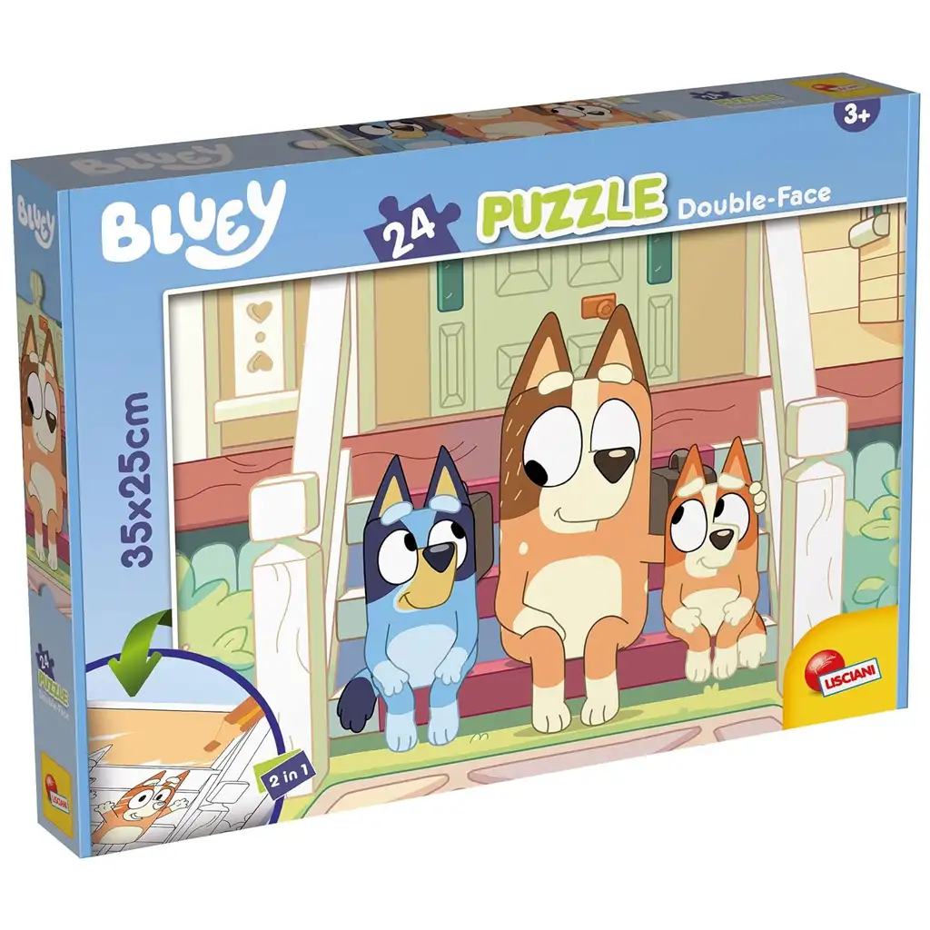 Bluey кученца на стълбите 2 в 1 24 части пъзел и оцветяване 35x25см - Lisciani изображение 1