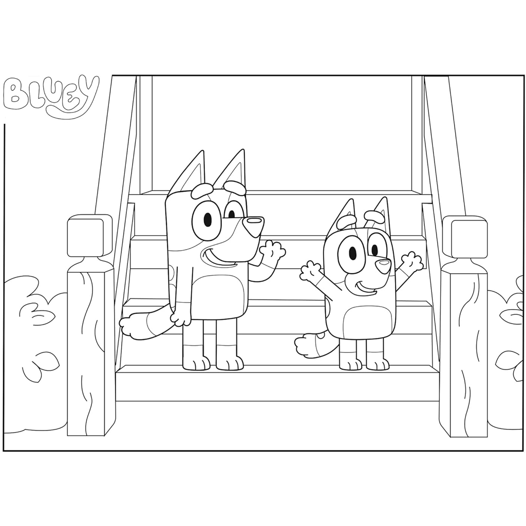Bluey кученца на стълбите 2 в 1 48 части Eco мини пъзел и оцветяване 35x25см - Lisciani изображение 3