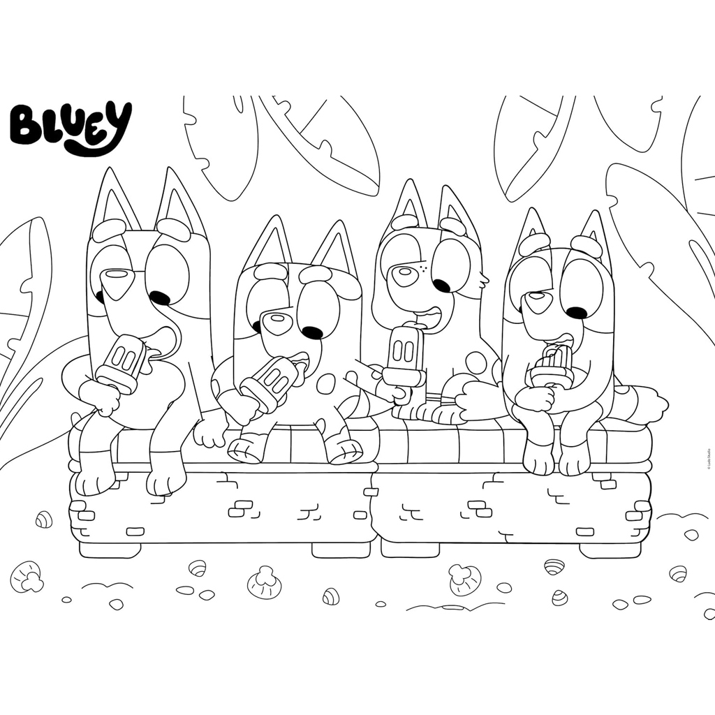 Bluey на ваканция 2 в 1 24 части Eco maxi пъзел и оцветяване 70x50см - Lisciani изображение 3