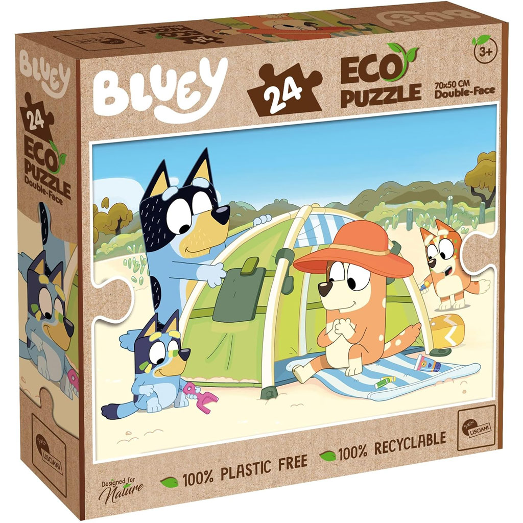 Bluey на ваканция 2 в 1 24 части Eco maxi пъзел и оцветяване 70x50см - Lisciani изображение 1