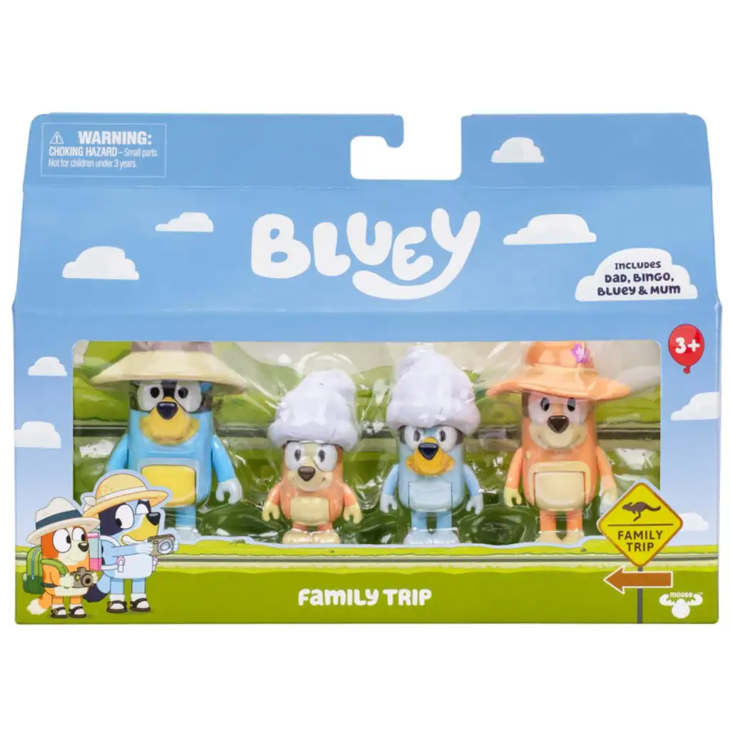 Bluey: Семейно пътуване 4-частов комплект фигурки изображение 1