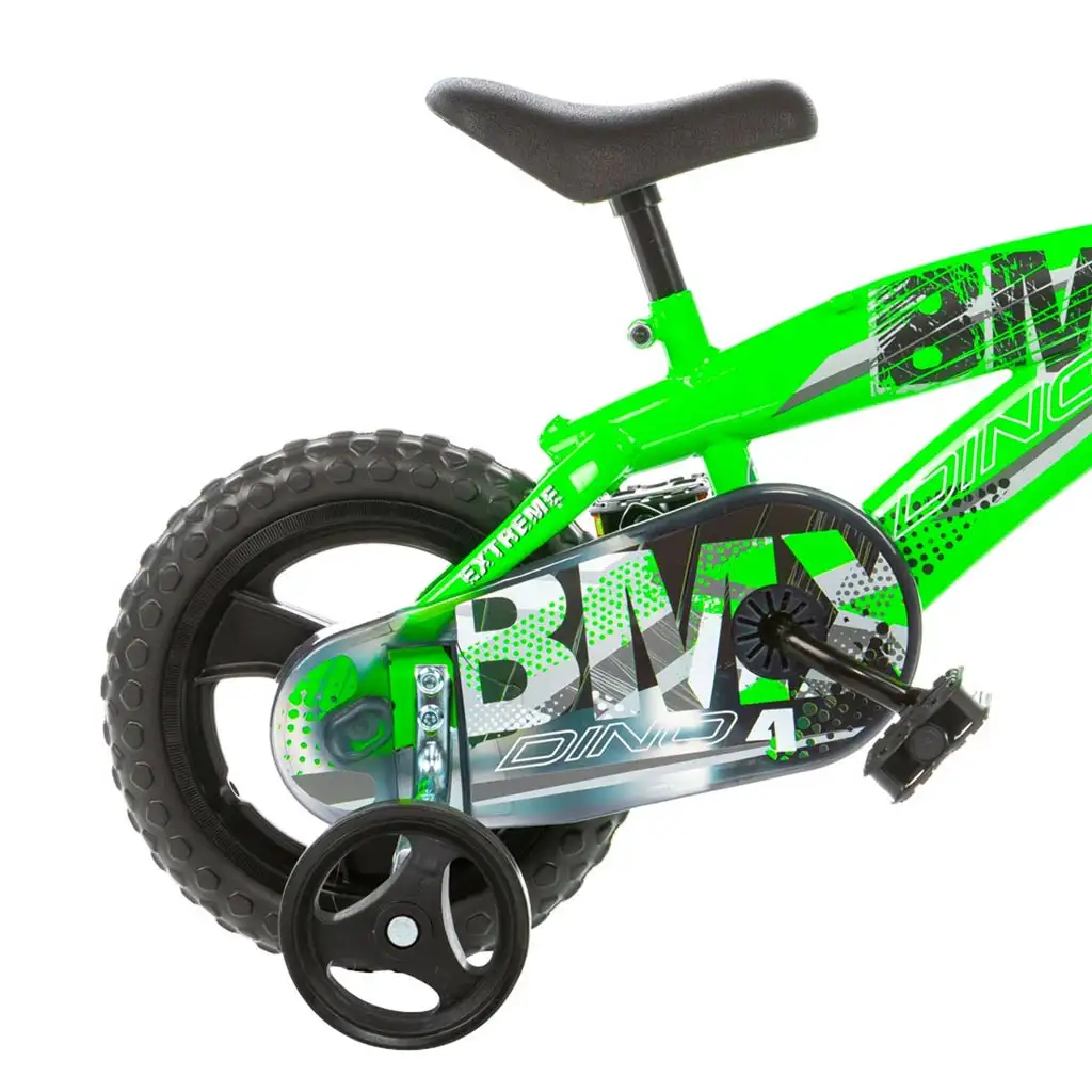 BMX 12” детски велосипед с помощни колела в зелено-черен цвят – Dino Bikes велосипед изображение 2