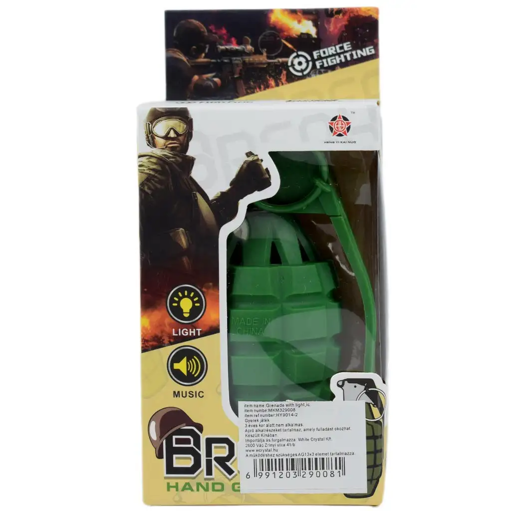 Breah: Играчка ръчна граната в зелено с светлина и звук 11см изображение 5