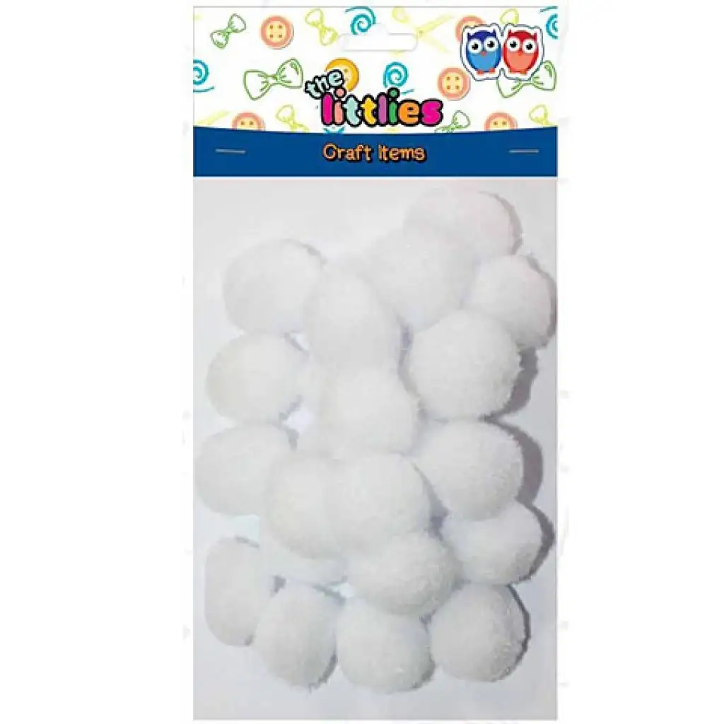 Бял комплект помпони 25mm 25бр изображение 1