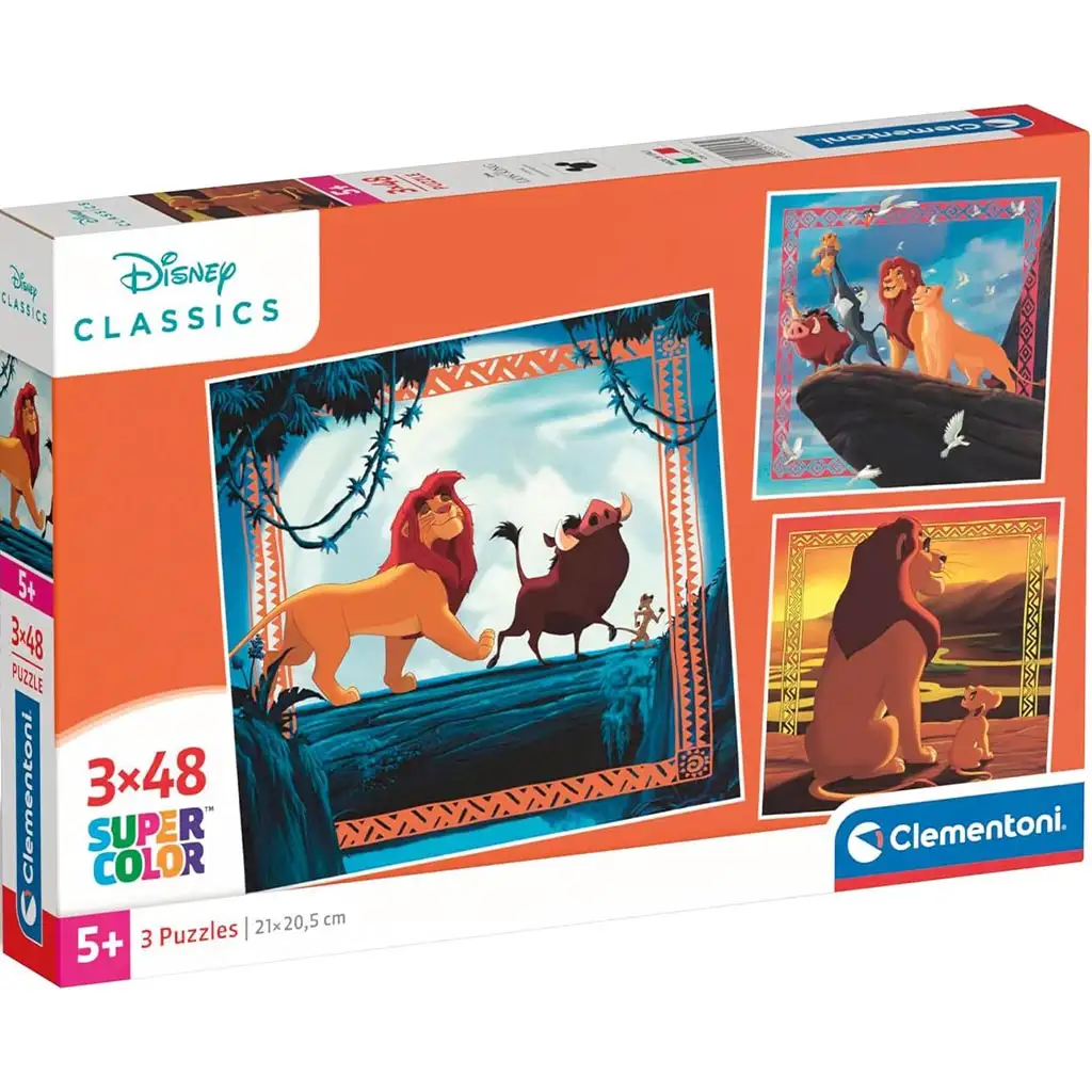 Цар Лъв 3x48бр. Supercolor пъзел - Clementoni изображение 1