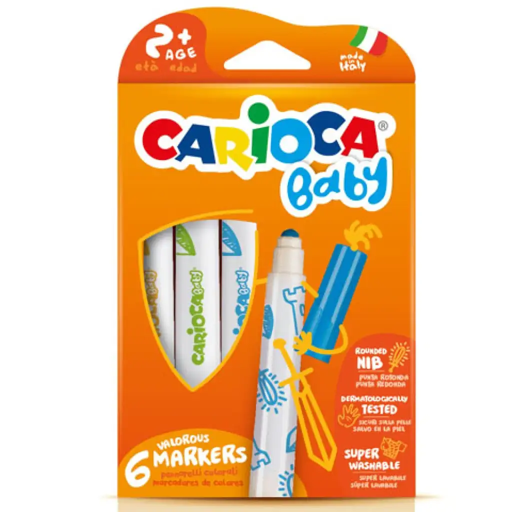 Carioca: Цветни бебешки флумастери 6бр. комплект за пране изображение 1