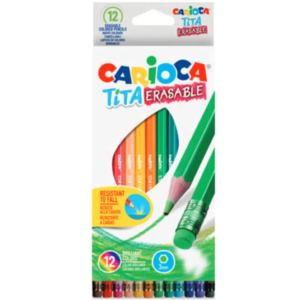 Carioca: Тита ударо-устойчива цветна моливна комплектация с гумичка 12бр. изображение 1