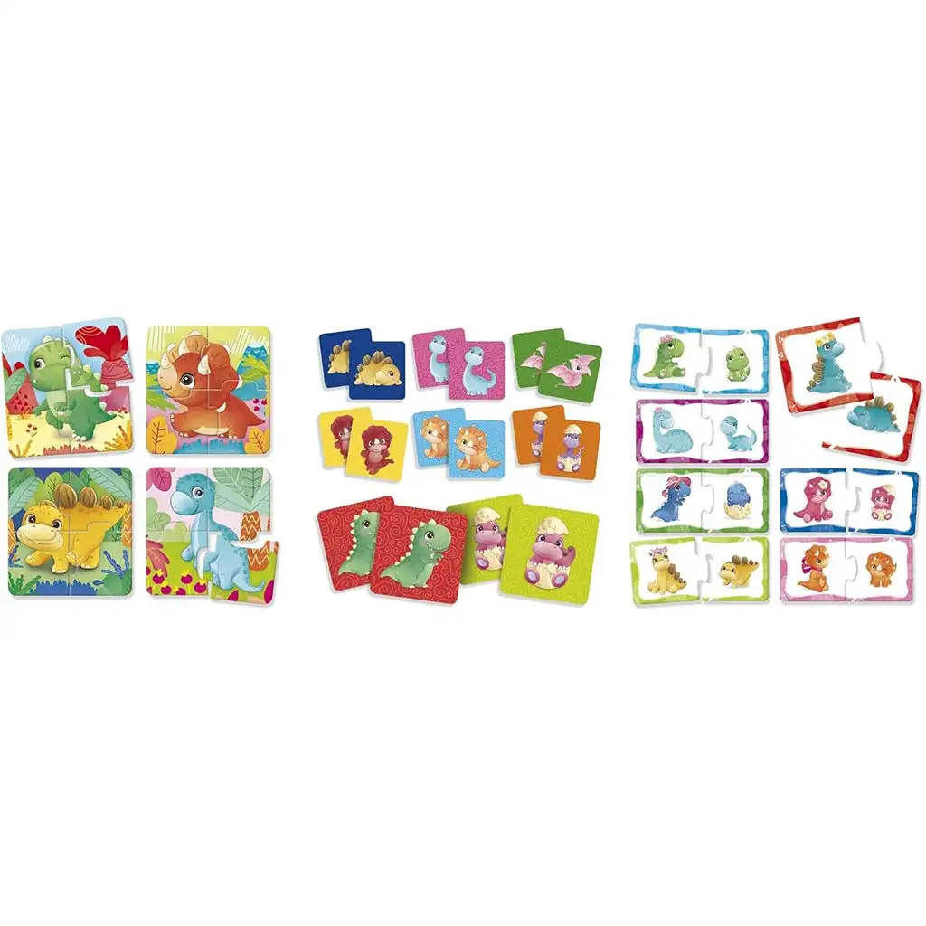 Carotina baby: Dinoland 3 в 1 мемо, пъзел и съвпадаща игра - Lisciani изображение 2
