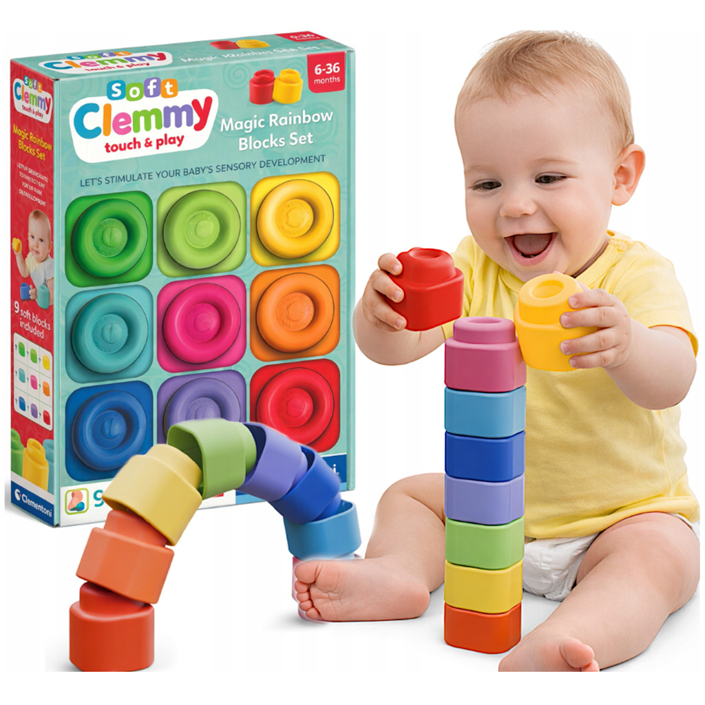 Clemmy: Цветовете на дъгата меки 9бр. комплект строителни блокчета - Clementoni изображение 2