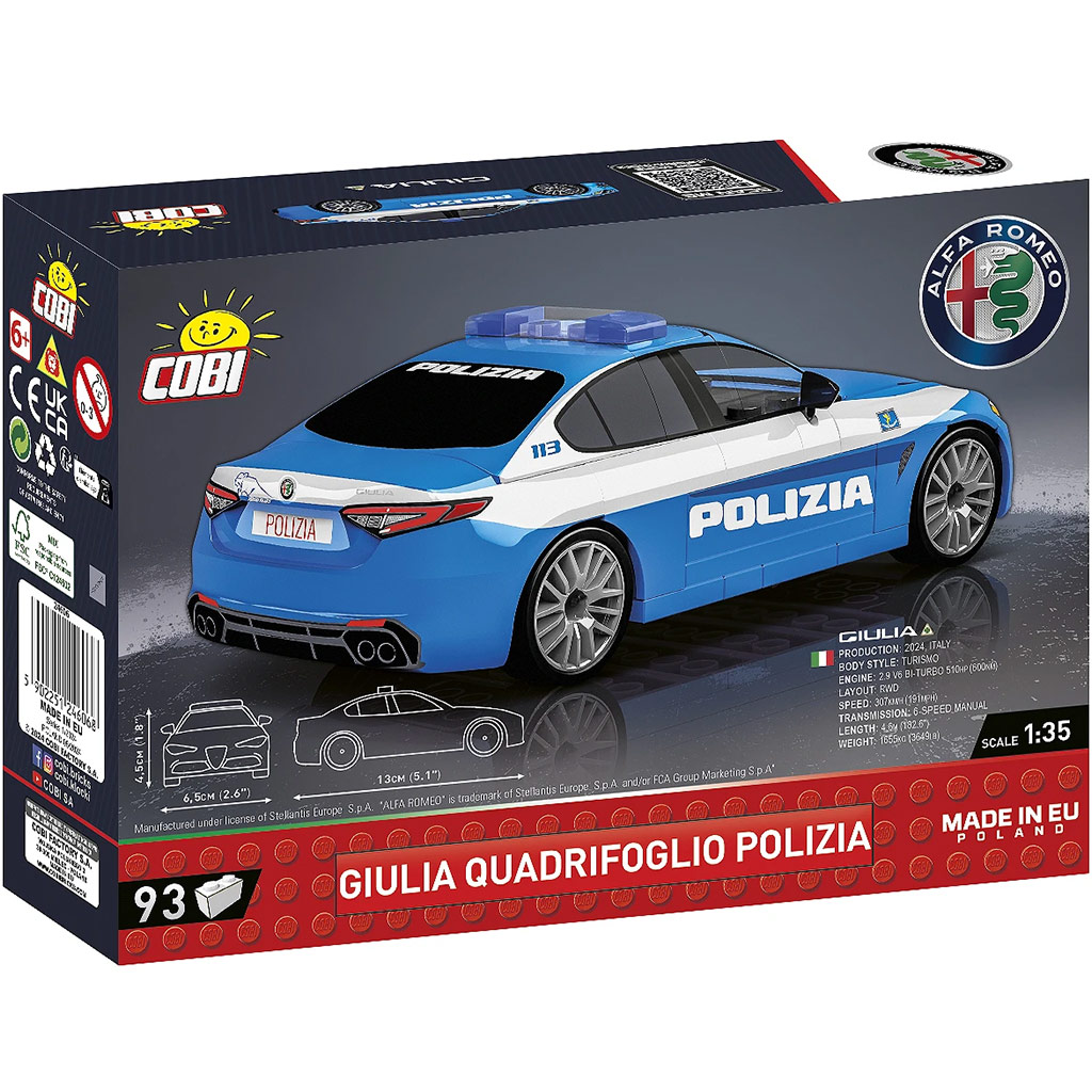 COBI: Alfa Romeo Giulia Quadrifoglio полицейска кола конструктор (24606) изображение 3