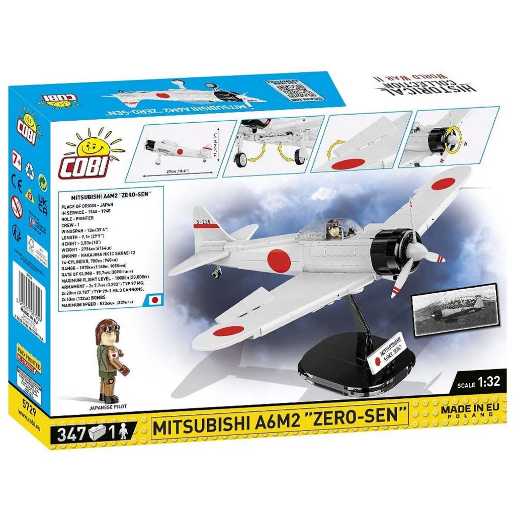 COBI: Mitsubishi A6M2 Zero‑Sen самолет строителна играчка (5729) изображение 7