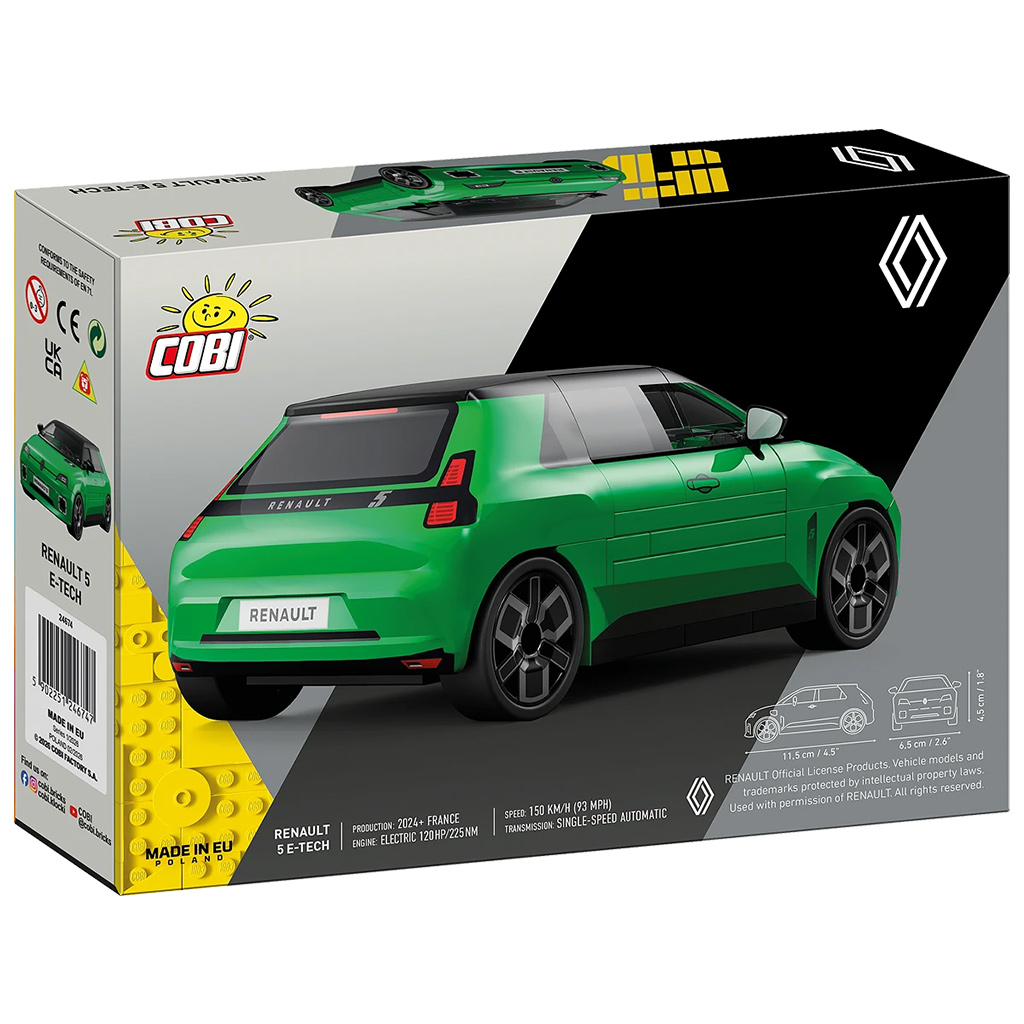 COBI: Renault 5 E-Tech зелено автомобилно конструкторско играчка (24674) изображение 4