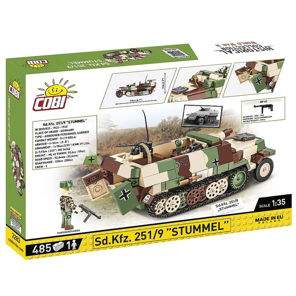 COBI: Sd.Kfz. 251/9 Stummel бронетранспортно средство строителна играчка (3096) изображение 4