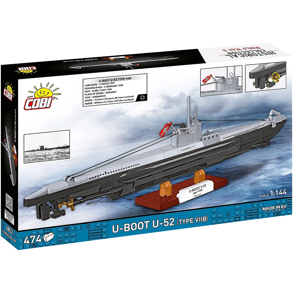 COBI: WW II Подводница U-52 (Тип VIIB) строителен комплект (4852) изображение 7