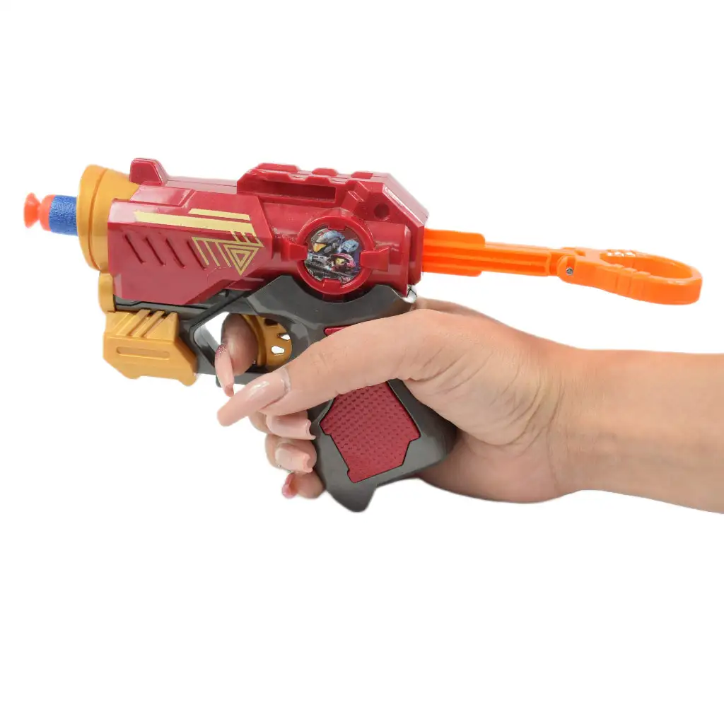 Cool Soft Bullet Gun: Малък пистолет за стрелба с гъби с патрони в червен цвят 14см изображение 5
